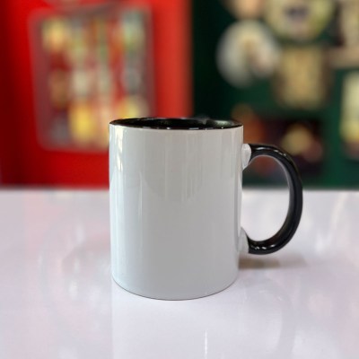 لیوان دسته و داخل رنگی مشکی